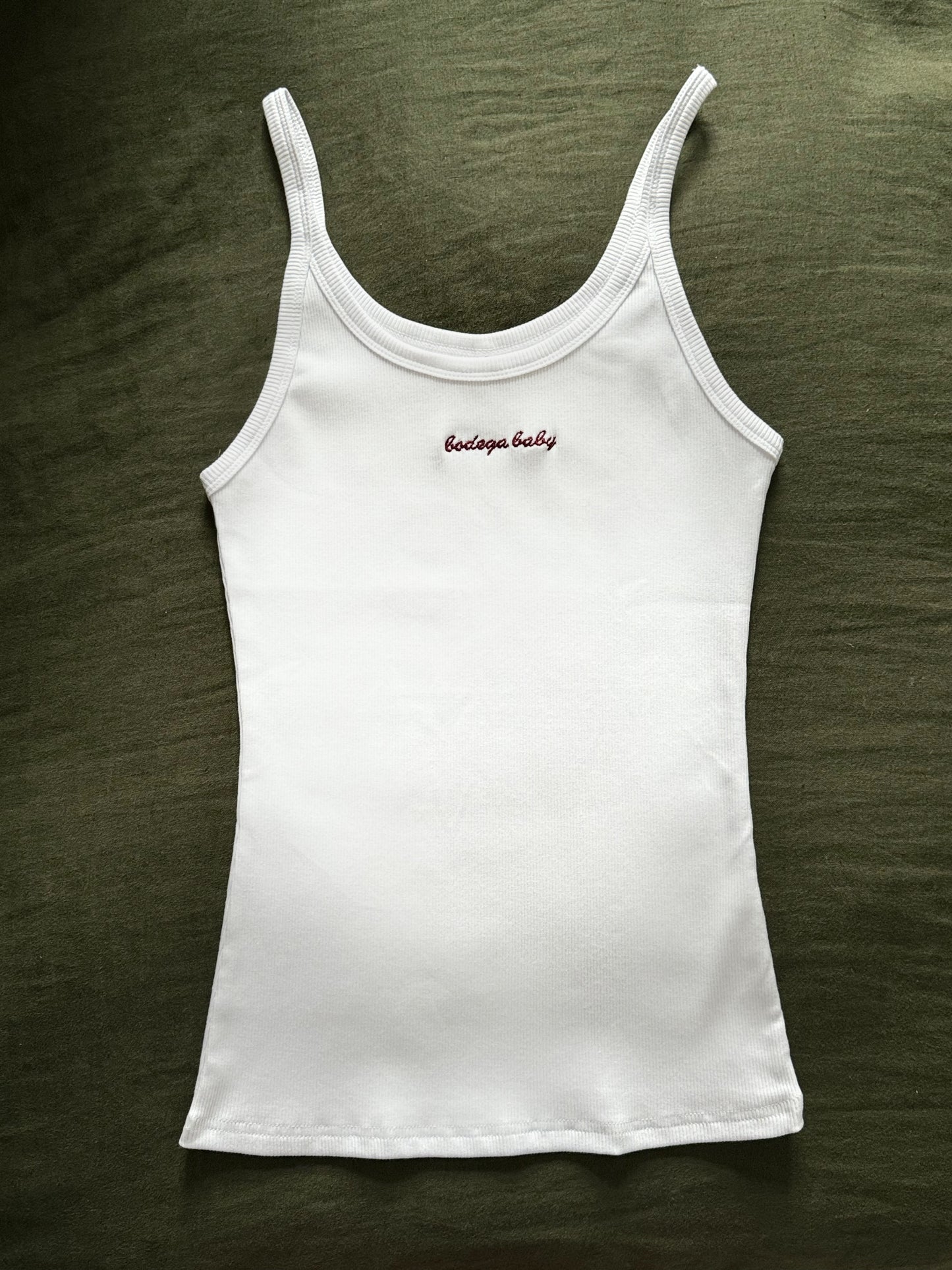 "bodega baby" embroidered tank top